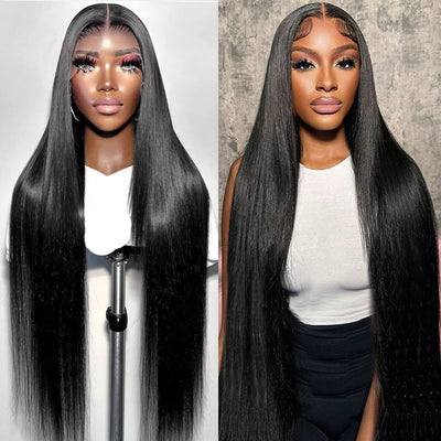 Straight Lace Front Wigs Human Hair 13X4 HD Transparent Lace Frontal Human Hair Wigs for Black Women Brazilian Glueless Wigs Hair Lace Frontal Wig 180% Density Pre Plucked with Baby Hair (28 Inch)