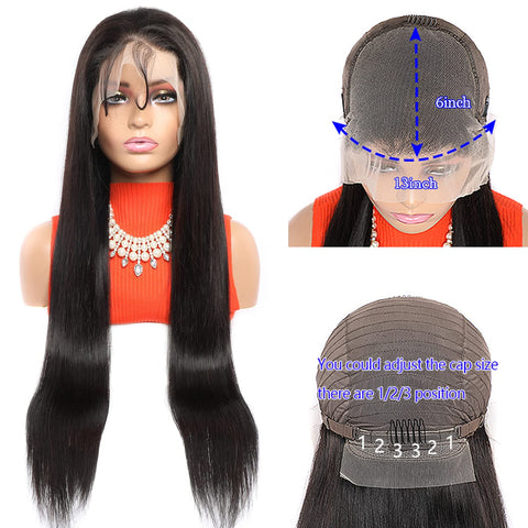 13X6 Straight Lace Front Human Hair Wig 180% Density Human Hair Wigs for Black Women Transparent Lace Front Wig Human Hair Pre Plucked with Baby Hair 20 Inch Natural Black