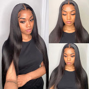 HD Straight Lace Front Human Hair Wigs 13X4X0.5 T Shape Middle Part 150% Density Brazilian Lace Frontal Wigs for Black Women (26Inch, Natural Color)