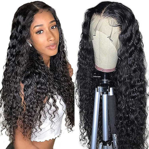 Curly HD Lace Front Wig 8 - 22 Inch Wavy Transparent Human Hair Wig