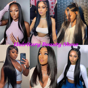 Straight Lace Front Wigs Human Hair 13X4 HD Transparent Lace Frontal Human Hair Wigs for Black Women Brazilian Glueless Wigs Hair Lace Frontal Wig 180% Density Pre Plucked with Baby Hair (28 Inch)