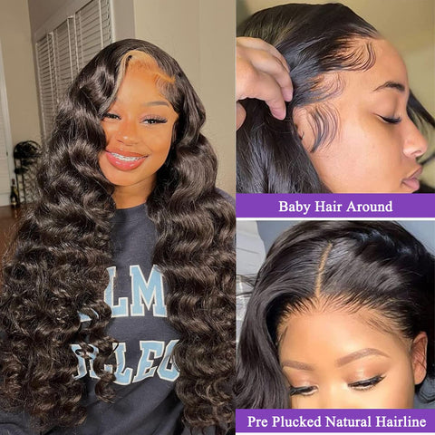 Body Wave Lace Front Wigs Human Hair for Black Women 13X4 Lace Frontal Wigs HD Transparent Lace Front Wigs Human Hair Pre Plucked with Baby Hair 180% Density(18 Inch)