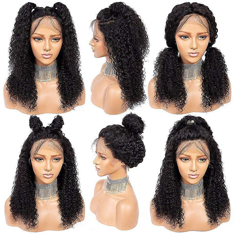 Curly Lace Front Wig 20 Inch Curly Human Hair Free Part Wig 13X4 Curly Wigs for Black Women Natural Color Pre Plucked with Baby Hair