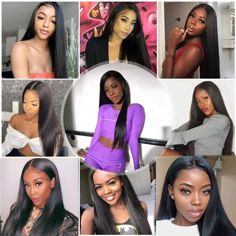 13X6 Straight Lace Front Human Hair Wig 180% Density Human Hair Wigs for Black Women Transparent Lace Front Wig Human Hair Pre Plucked with Baby Hair 20 Inch Natural Black