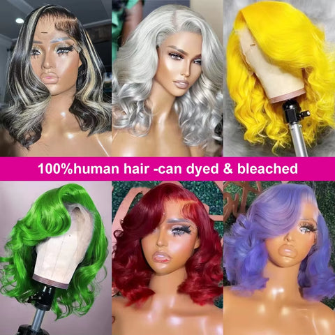 Brazilian Short Bob Wig Loose Wave 613 Honey Blonde 13X4 HD Lace Front Human Hair Wigs Body Wave Transparent Lace Frontal Wigs