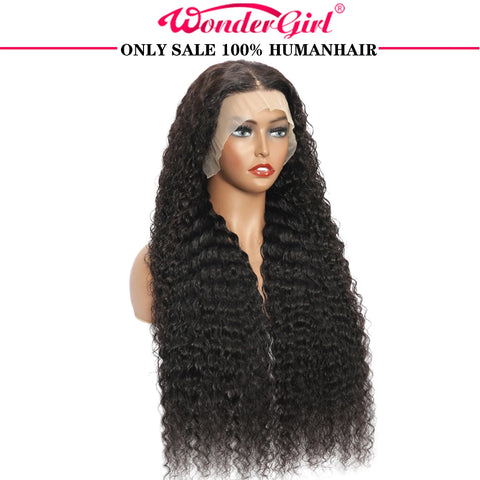 Deep Wave Lace Front Wigs Human Hair for Women Natural Black 13X6X1 T Part Hd Transparent Lace