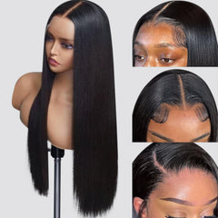 Jessica Hair Straight 13X4 HD Lace Front Wigs Human Hair Pre Plucked 180% Density 12A Glueless Lace Frontal Wigs for Black Women Natural Hairline with Baby Hair（22 Inch）