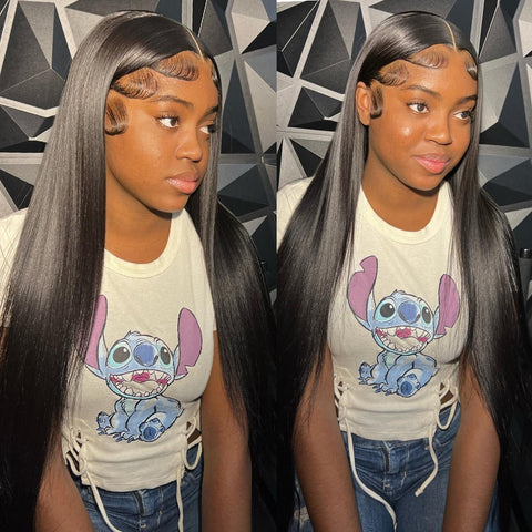 30 40 Inch Bone Straight HD Lace Frontal Wigs Pre Plucked Brazilian