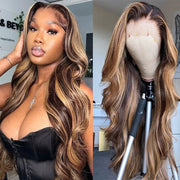 30 Inch Colored Highlight Human Hair Wigs Brazilian Pre Plucked Body