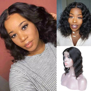 Short Bob Body Wave Lace Front Wigs for Black Women Human Hair Glueless 4X4 HD Lace Closure Wig Pre Plucked Wet and Wavy Brazilian Virgin Hair Natural Color 14Inch