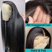 HD Straight Lace Front Human Hair Wigs 13X4X0.5 T Shape Middle Part 150% Density Brazilian Lace Frontal Wigs for Black Women 20Inch