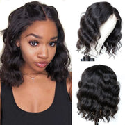 Short Bob Body Wave Lace Front Wigs for Black Women Human Hair Glueless 4X4 HD Lace Closure Wig Pre Plucked Wet and Wavy Brazilian Virgin Hair Natural Color 14Inch