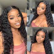 180% Density HD Transparent Water Wave Lace Front Wigs Human Hair Pre Plucked with Baby Hair Glueless Lace Closure Wigs 4X4 Brazilian Virgin Human Hair Wigs for Women (20Inch, Water Wave Lace Front Wigs)