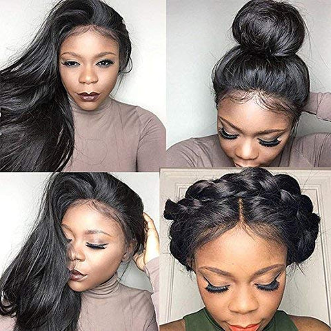 Silky Straight 360 Lace Frontal Wig Pre Plucked 130% Density Lace Front Human Hair Wigs with Baby Hair 14Inches