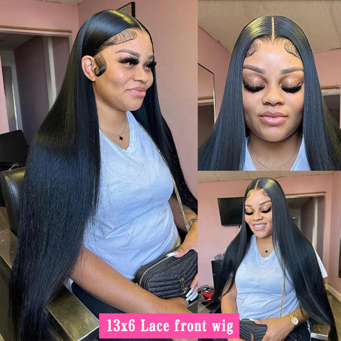 Straight Lace Front Wigs Human Hair 13X6 HD Lace Front Human Hair Wigs for Black Women Transparent Glueless Brazilian Lace Frontal Wig 180% Density Pre Plucked with Baby Hair Hairline (28Inch)