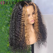 28In Highlight Ombre Deep Wave 13X6 Lace Front Human Hair Wigs Pre Plucked Water Wave Wig Remy Brazilian Hair Wigs for Women