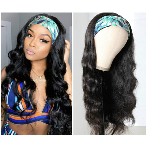 Body Wave Headband Wig Human Hair Headband Wigs for Black Women Brazilian Virgin Hair Wear and Go Glueless Wigs Human Hair Headband Wig 150% Density (18" Headband Wigs)