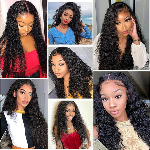 13X6 HD Transparent Lace Front Wigs Human Hair Wigs for Black Women Deep Wave Lace Frontal Closure Wigs Brazilian Virgin Human Hair with Baby Hair Pre Plucked 150% Density 20Inch