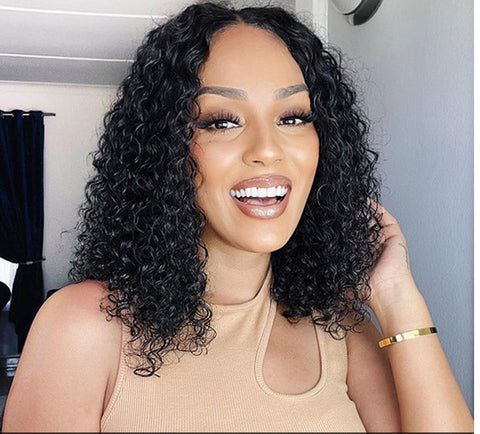 Hair Wear and Go Glueless Wigs Bob Wigs Human Hair Pre Plucked Water Wave Lace Front Wigs Human Hair Upgraded No Glue Transparent Lace Closure Wigs Human Hair for Women Natural Black 10 Inch