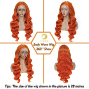 Ginger Orange Glueless Wigs 13×4 Body Wave Lace Front Wig Human Hair Pre Plucked