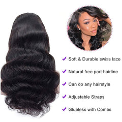 Body Wave Lace Front Wigs Human Hair for Black Women 13X4 Lace Frontal Wigs HD Transparent Lace Front Wigs Human Hair Pre Plucked with Baby Hair 180% Density(18 Inch)