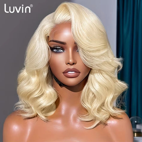 Brazilian Short Bob Wig Loose Wave 613 Honey Blonde 13X4 HD Lace Front Human Hair Wigs Body Wave Transparent Lace Frontal Wigs