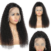 Curly Lace Front Wigs Human Hair 24 Inch Brazilian Deep Curly Human Hair Wigs for Black Women HD Transparent Lace Front Wig Pre Plucked 150% Density with Baby Hair