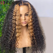 28In Highlight Ombre Deep Wave 13X6 Lace Front Human Hair Wigs Pre Plucked Water Wave Wig Remy Brazilian Hair Wigs for Women