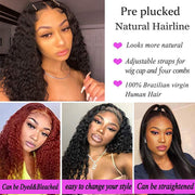 13X6 HD Transparent Lace Front Wigs Human Hair Wigs for Black Women Deep Wave Lace Frontal Closure Wigs Brazilian Virgin Human Hair with Baby Hair Pre Plucked 150% Density 20Inch