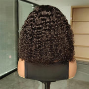 Hair Wear and Go Glueless Wigs Bob Wigs Human Hair Pre Plucked Water Wave Lace Front Wigs Human Hair Upgraded No Glue Transparent Lace Closure Wigs Human Hair for Women Natural Black 10 Inch