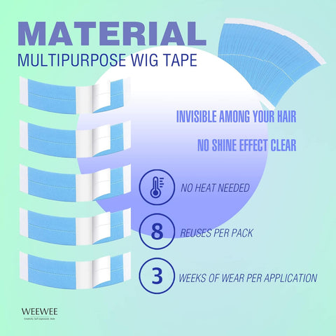 Wig Tape Strips 36 Pieces Lace Front Tape Double Sided Bonding Clear Adhesive Tape for Wigs Toupees Hair Pieces and Hair Extension Water-Proof Strong Adhesive (Blue 1/2 Crosscut)