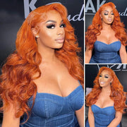 30 Inch Ginger Orange Body Wave Lace Frontal Wig HD 13X4 Lace Front Wig Glueless Lace Wigs Brazilians Human Hair