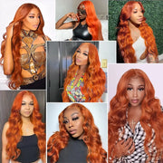 30 Inch Ginger Orange Body Wave Lace Frontal Wig HD 13X4 Lace Front Wig Glueless Lace Wigs Brazilians Human Hair