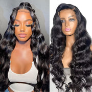 Body Wave Lace Front Wigs Human Hair for Black Women 13X4 Lace Frontal Wigs HD Transparent Lace Front Wigs Human Hair Pre Plucked with Baby Hair 180% Density(18 Inch)