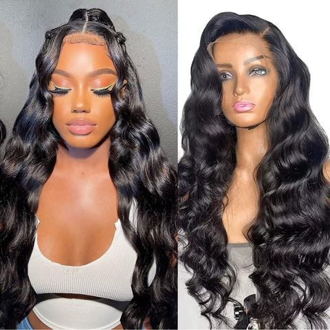 Body Wave Lace Front Wigs Human Hair for Black Women 13X4 Lace Frontal Wigs HD Transparent Lace Front Wigs Human Hair Pre Plucked with Baby Hair 180% Density(18 Inch)