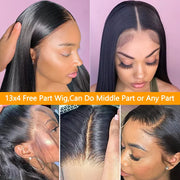 Straight 13X4 Lace Front Wigs for Black Women Human Hair Glueless Transparent HD Lace Frontal Wig Brazilian Virgin Hair Pre Plucked 150% Density Natural Black 16Inch