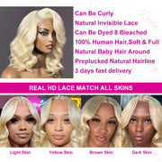 Brazilian Short Bob Wig Loose Wave 613 Honey Blonde 13X4 HD Lace Front Human Hair Wigs Body Wave Transparent Lace Frontal Wigs