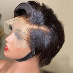 Straight Pixie Cut Wig Transparent Lace Human Hair Wigs Short Bob Wig