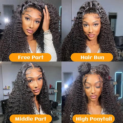 Pampering 200% High Density  Deep Wave 36 38  Inch 13x4  HD Lace Frontal Human Hair Wig Brazilian Curly Wigs For Women