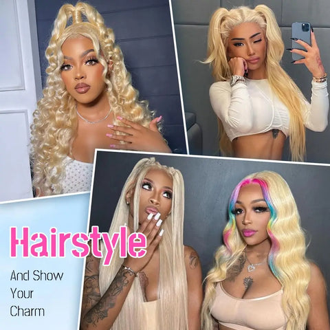 613 Lace Front Wig Human Hair 13x6 Blonde Human Hair Wigs 250% Density Body Wave Lace Front Wigs Human Hair Pre Plucked 26 Inch