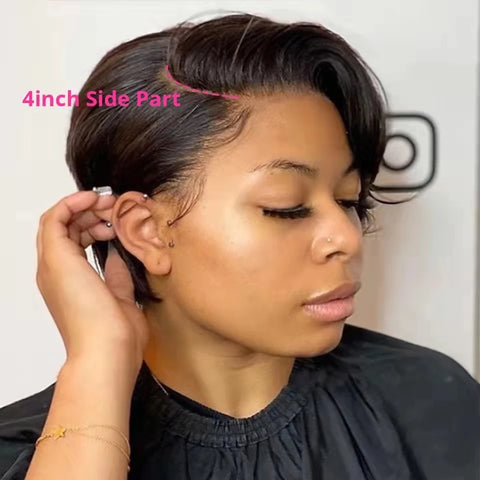 Short Pixie Cut Wig Human Hair Straight Hair 13x4x1 T Part Lace Human