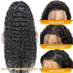 Pampering 200% High Density  Deep Wave 36 38  Inch 13x4  HD Lace Frontal Human Hair Wig Brazilian Curly Wigs For Women