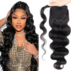 Straight Ponytail  Wrap Around Clip In Brazilian Human Hair Extension 10 To 32 Inches