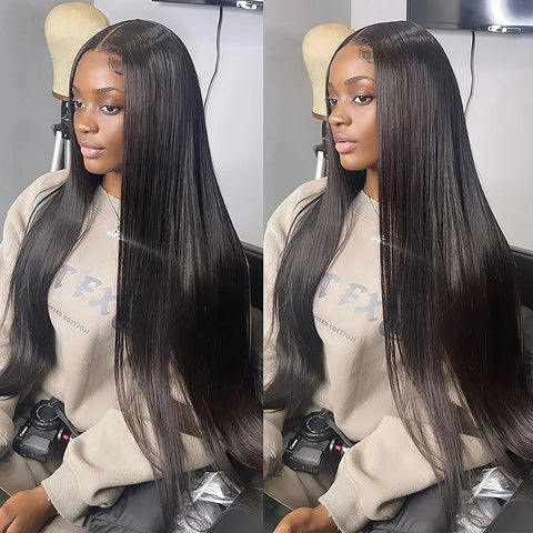 Straight Lace Front Wigs Human Hair 180% Density 13x4 Transparent Lace Front Wigs for Black Women Pre Plucked with Baby Hair