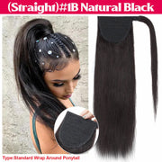 Straight Ponytail  Wrap Around Clip In Brazilian Human Hair Extension 10 To 32 Inches