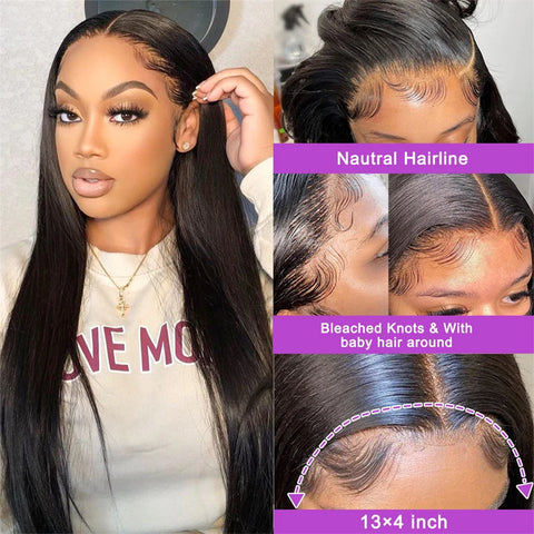 30 Inch 32 Inch 13x4 13x6 HD Transparent Bone Straight Lace Front Wigs 200 Density Brazilian Human Hair Wigs For Black Women