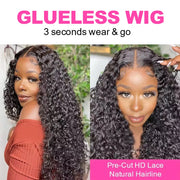 Water Wave Glueless Wig Pre-Cut Lace Wig 180% Pre-Plucked Natural Wave