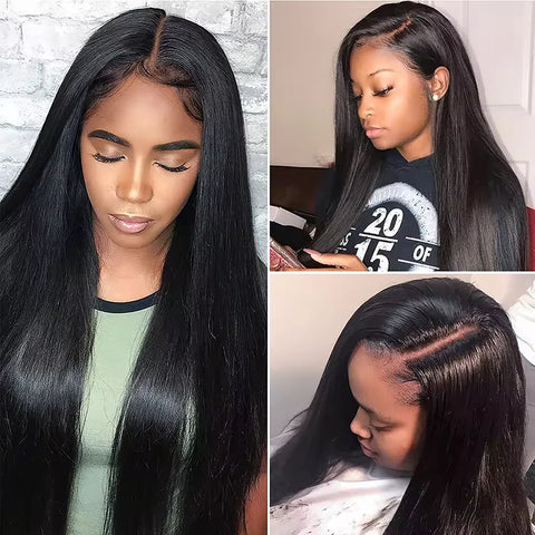 Straight Lace Front Wigs Human Hair 180% Density 13x4 Transparent Lace Front Wigs for Black Women Pre Plucked with Baby Hair