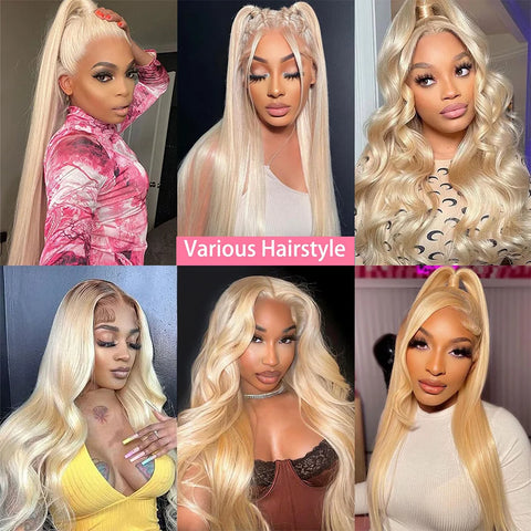 613 HD Lace Frontal 13x6 Blonde Front Wig Transparent Lace Closure Bone Straight Honey Colored 180% Human Hair Wigs for Women