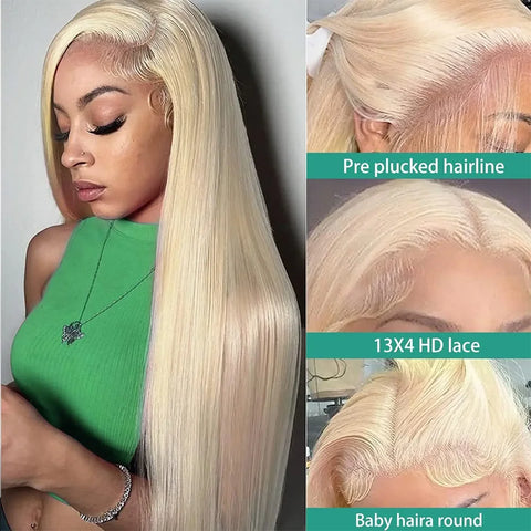 613 HD Lace Frontal 13x6 Blonde Front Wig Transparent Lace Closure Bone Straight Honey Colored 180% Human Hair Wigs for Women